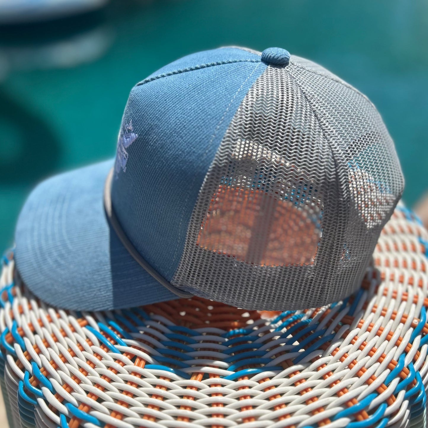 "Daily Driver" Powder Blue corduroy embroidered snapback rope hat