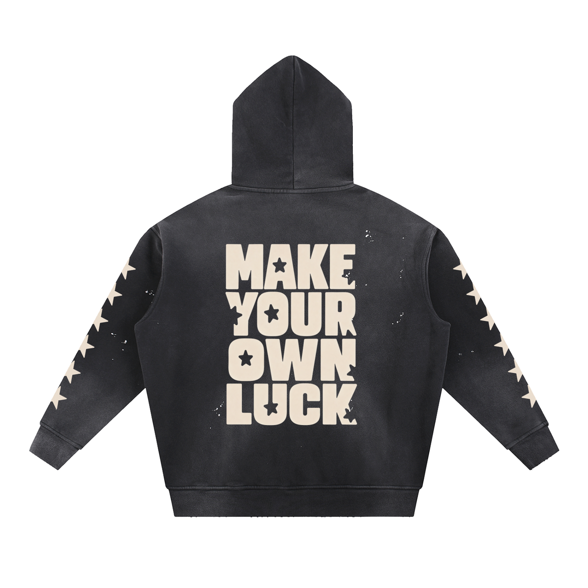 Make Your Own Luck Vintage Washed Frayed Fleece Hoodie