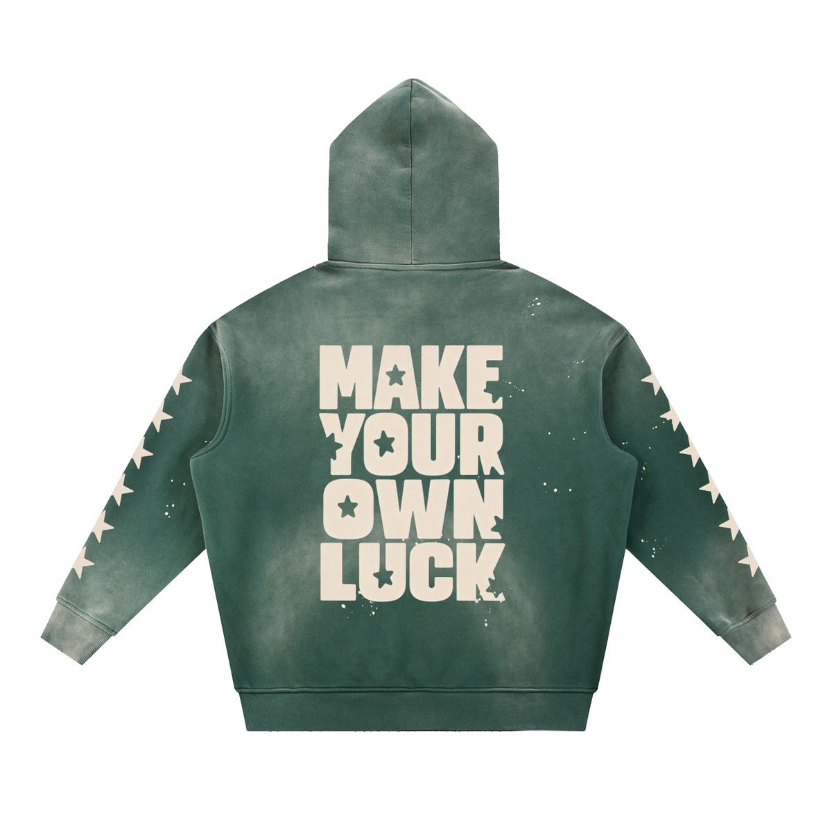 Make Your Own Luck Vintage Washed Frayed Fleece Hoodie