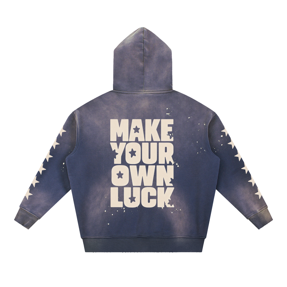 Make Your Own Luck Vintage Washed Frayed Fleece Hoodie